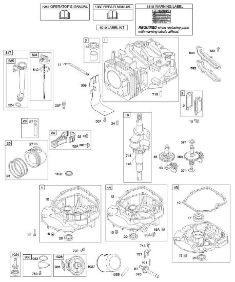 C - Albero a camme, albero motore, cilindro, coppa motore, lubrificazione, gruppo pistone B&S - 12 €¦ 122602-0194-E1 brand Stihl